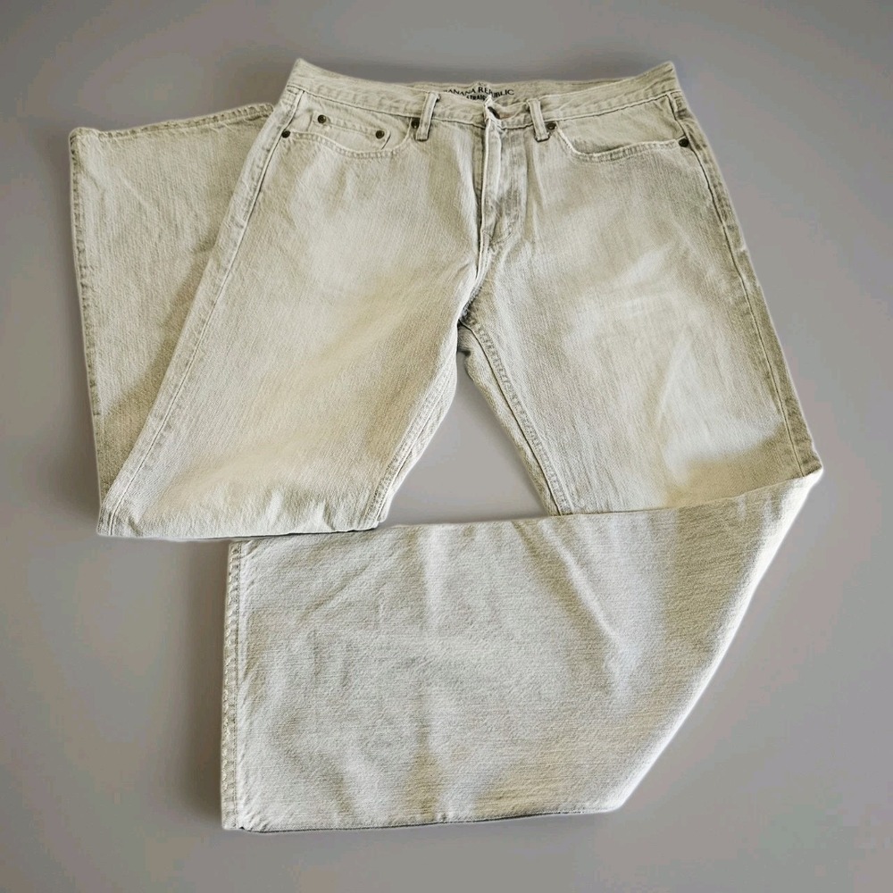 Banana Republic Straight Fit Men's Jeans Off White Size 33x32 Y2k